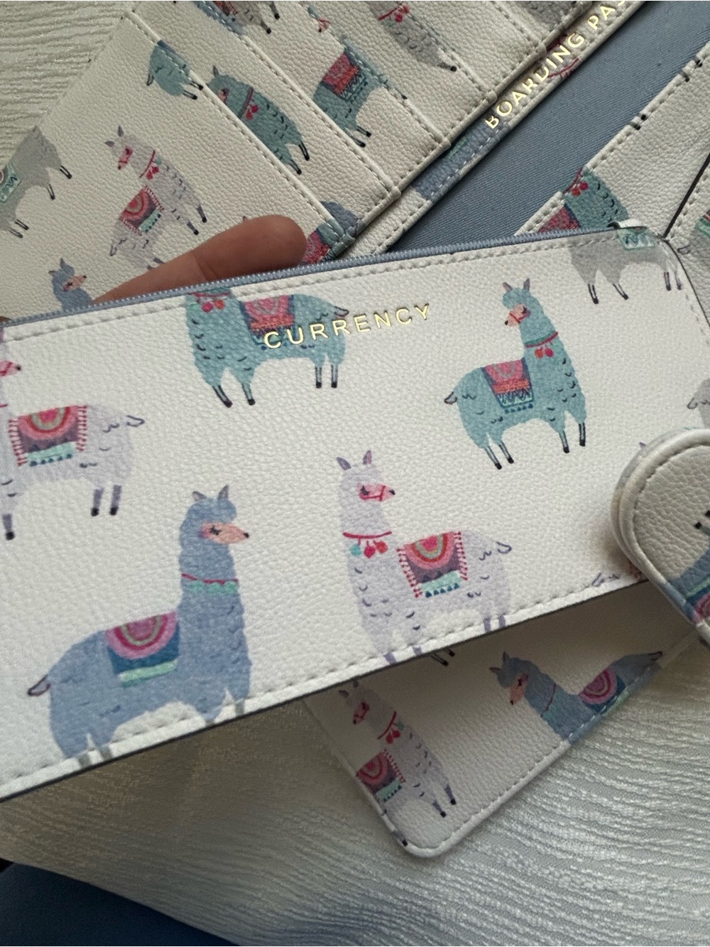 Love & Lore Travel documents fold over wallet White Llama Print - Picture 5 of 9